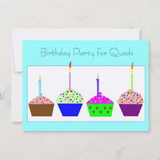 Quadruplets Cupcake zum Geburtstag Einladung
