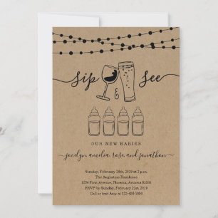 Quadruplets Sip & See Wine & Biertoast Einladung