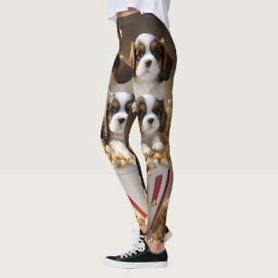 Quads Cavalier Spaniel Welpen im Popcorn, Leggings