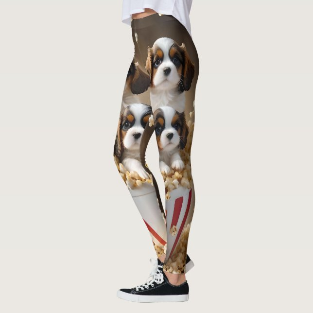 Quads Cavalier Spaniel Welpen im Popcorn, Leggings (Links)
