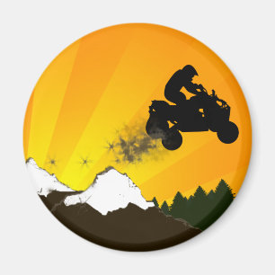 Quads. orangefarbener Sonnenuntergang. Magnet