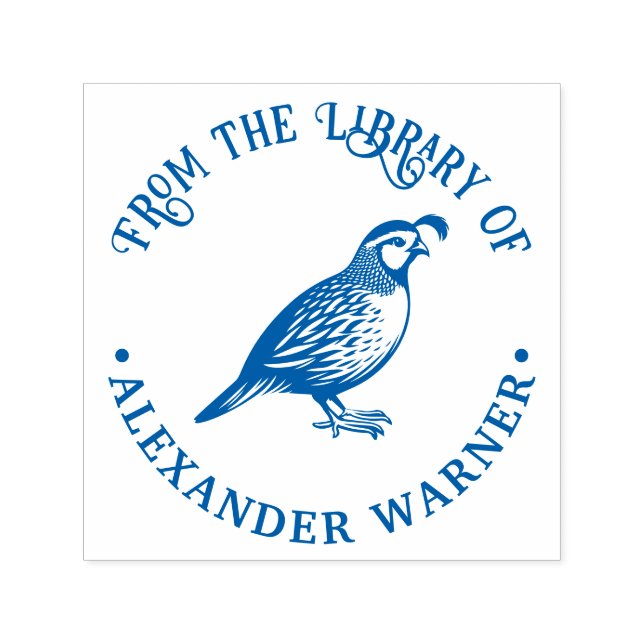 Quail Bird Standing “From the Library of” Book #P Permastempel (Design)