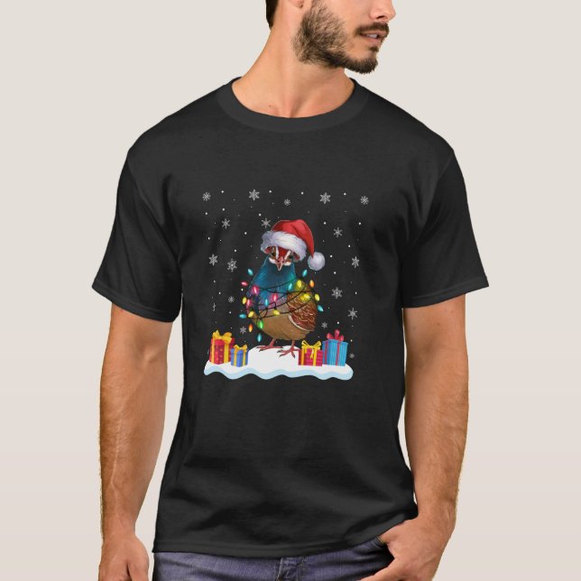Quail Bird Weihnachtsmannmütze Weihnachtsbaum Weih T-Shirt (Vorderseite)