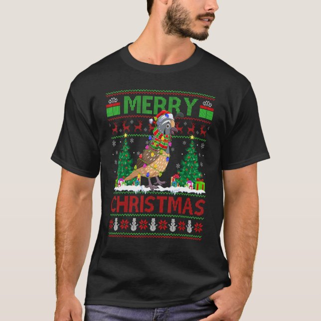 Quail Bird   Xmas Tree Ugly Santa Quail Christmas T-Shirt (Vorderseite)