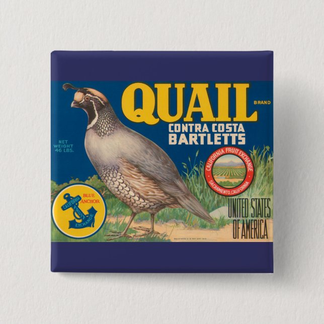Quail Brand Contra Costa Bartletts Button (Vorderseite)