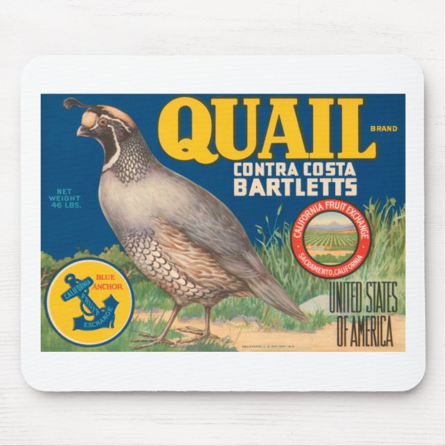 Quail Brand Contra Costa Bartletts Mousepad (Vorne)