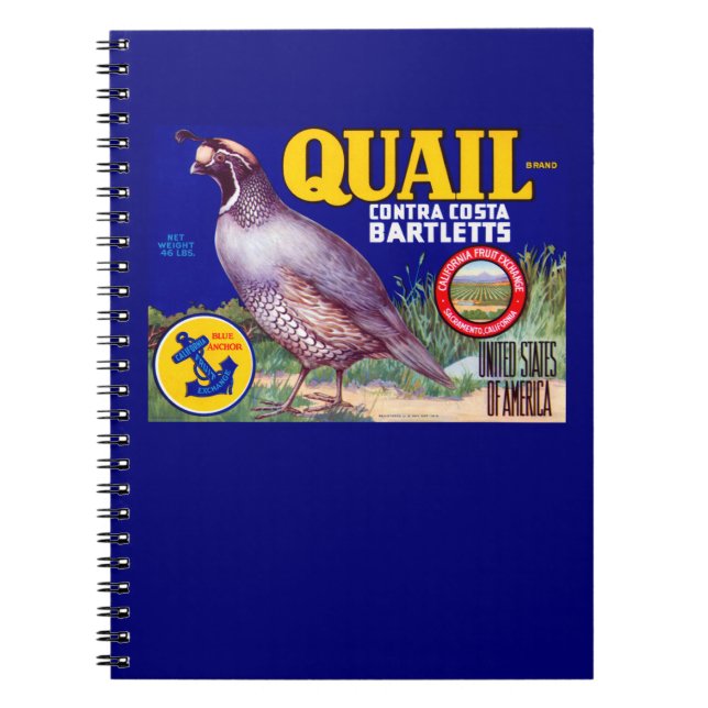 Quail Brand Contra Costa Bartletts Notizblock (Vorderseite)