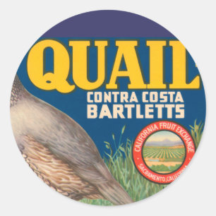 Quail Brand Contra Costa Bartletts Runder Aufkleber