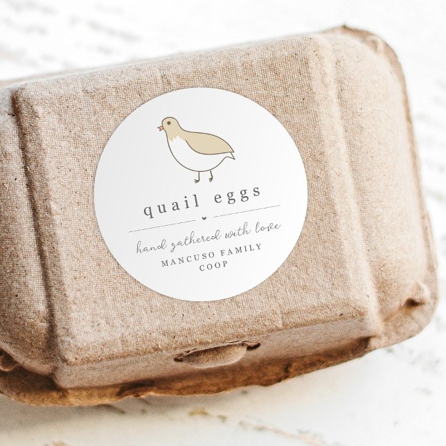 Quail Egg Carton Label Personalize for Farm, Coop Runder Aufkleber (Von Creator hochgeladen)