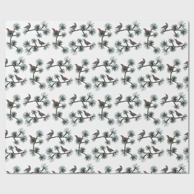 Quail Pine Wrapping Paper Geschenkpapier (Flach)