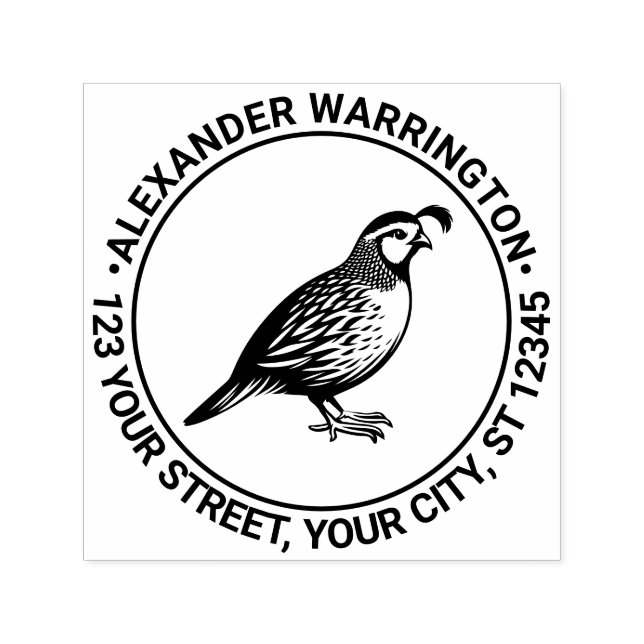Quail Wild Game Bird Stehend Name Ret Adresse Permastempel (Design)