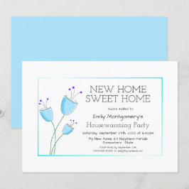 Quaint Blue Floral Housewarming Party Einladung
