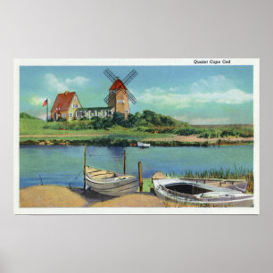 Quaint Cape Cod, View von Windmill und Boats Poster