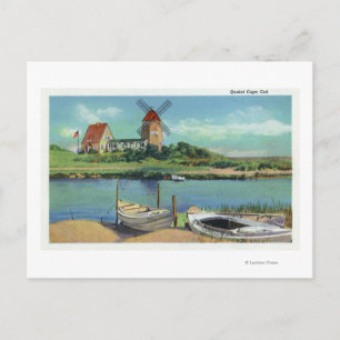 Quaint Cape Cod, View von Windmill und Boats Postkarte