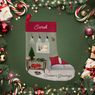 Quaint Christmas Scene Kleiner Weihnachtsstrumpf