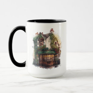 QUAINT WATERCOLOR IRISH LAND DORF SHOP TASSE