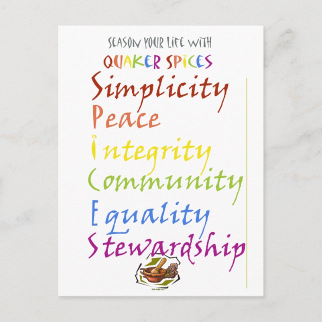 Quaker-Gewürze Postkarte (Vorderseite)