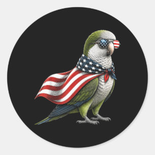 Quaker Papagei 4. Juli Amerikanische Flagge Patrio Runder Aufkleber