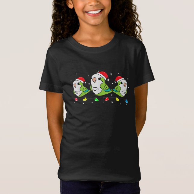 Quaker Papagei Vogel Weihnachtslicht Funny Haustie T-Shirt (Vorderseite)
