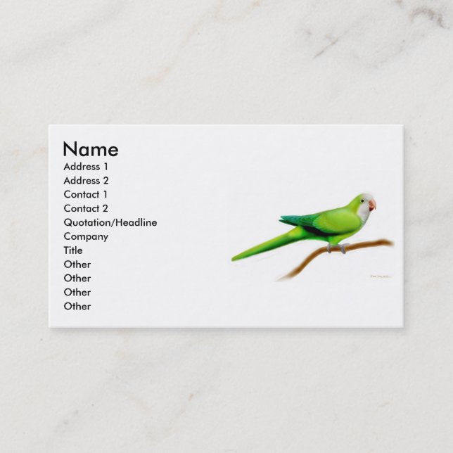 Quäker-Papageien-Visitenkarte Visitenkarte (Vorderseite)