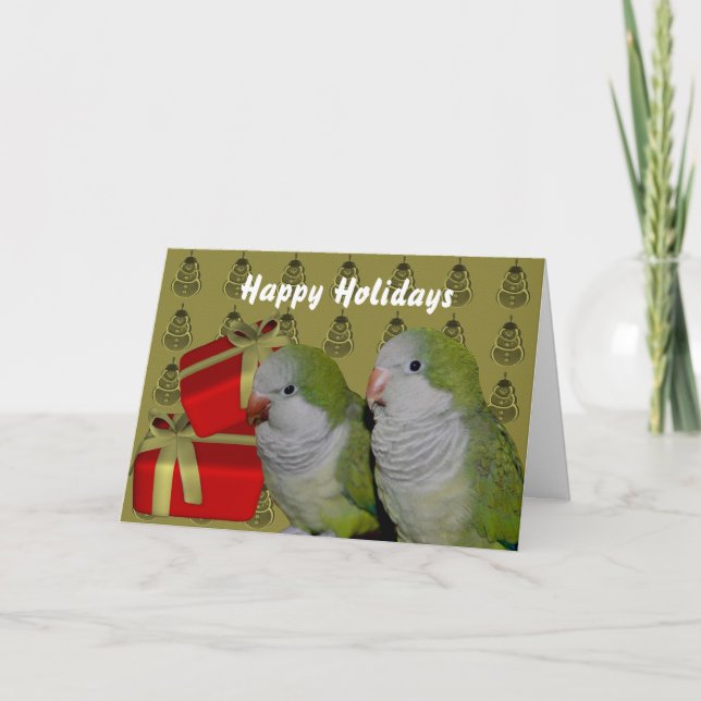 Quaker Parrot Parakeet Weihnachtskarte Feiertagskarte (Vorderseite)