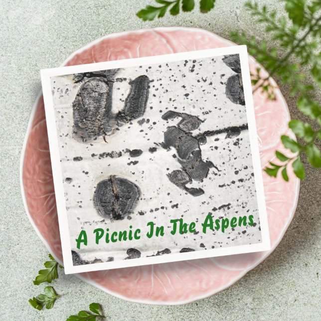 Quaking Aspen Bark Nah up Fotografie Serviette (paper napkin design of white Aspen tree bark)