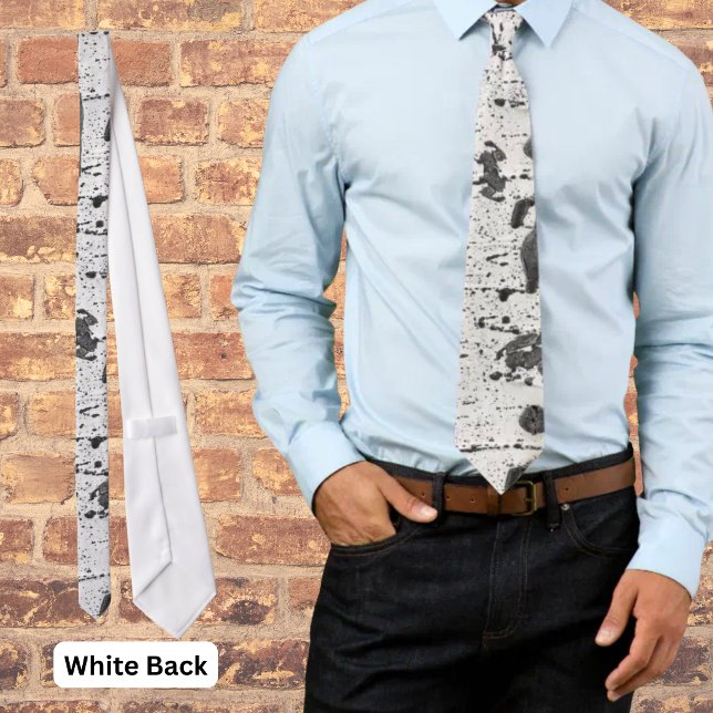 Quaking Aspen Three Bark Fotografie Krawatte (Aspen tree bark polyester tie with white back. )