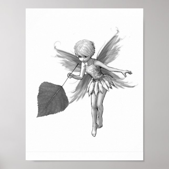 Quaking Aspen Tree Fairy mit Leaf Poster (Vorne)