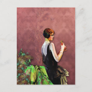 Qualida, 1920s Fashion in Green and Rose Postkarte