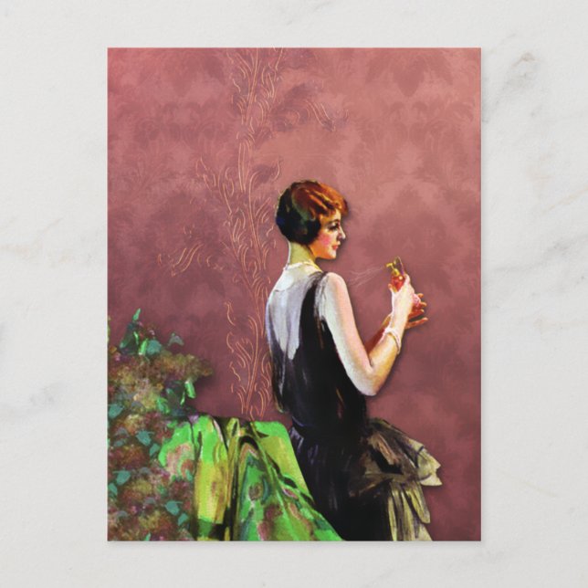 Qualida, Zwanzigerjahre Mode im Grün und in der Postkarte (Vorderseite)