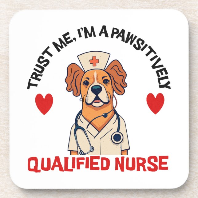 Qualifizierte Krankenschwester pawsitiv Getränkeuntersetzer (Vorderseite)