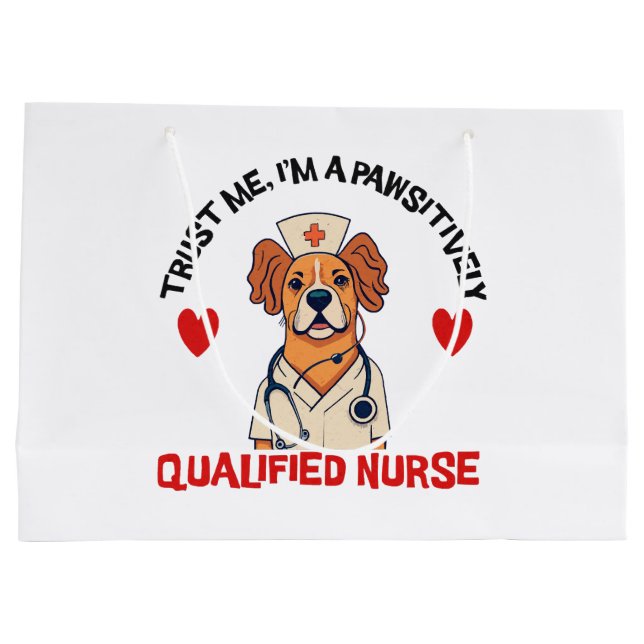 Qualifizierte Krankenschwester pawsitiv Große Geschenktüte (Rückseite)