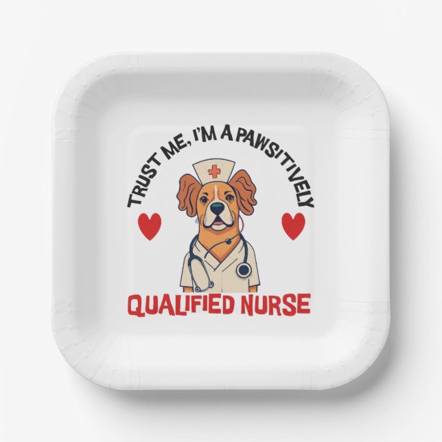 Qualifizierte Krankenschwester pawsitiv Pappteller (Vorderseite)