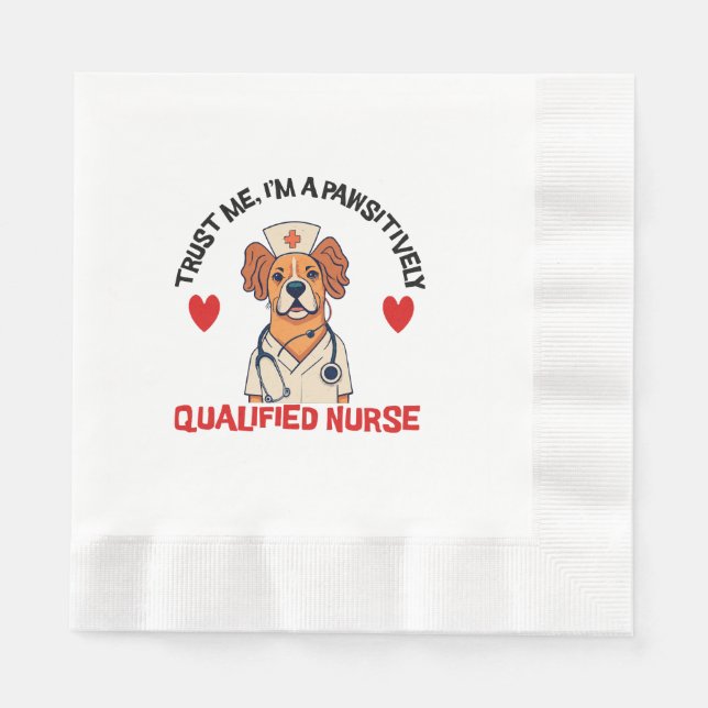 Qualifizierte Krankenschwester pawsitiv Serviette (Vorderseite)