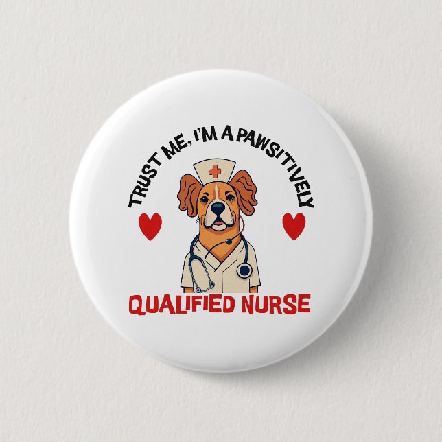Qualifizierte Pflegekraft Pawsitively Button (Vorderseite)
