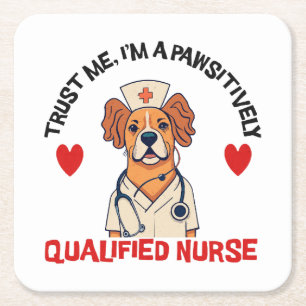 Qualifizierte Pflegekraft Pawsitively Rechteckiger Pappuntersetzer