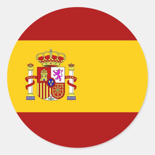 Qualität der Flagge Spaniens Runder Aufkleber (Vorderseite)