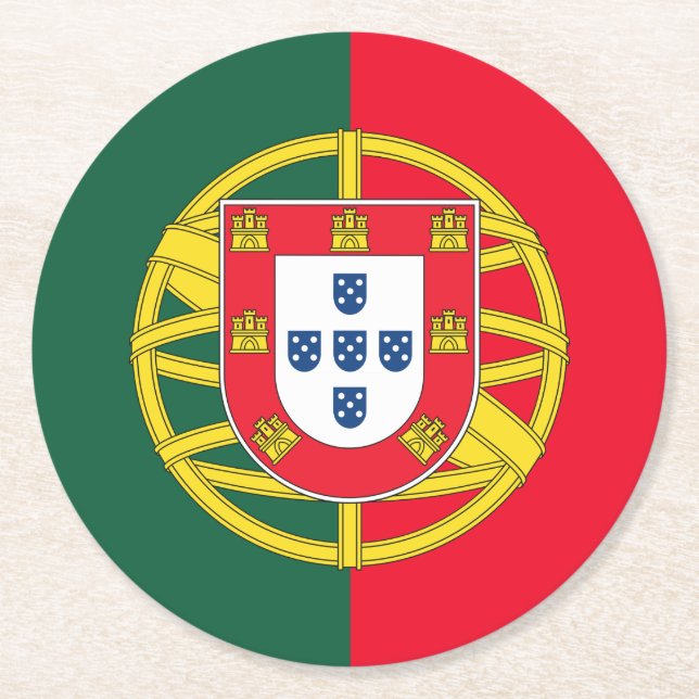 Qualität der portugiesischen Flagge Runder Pappuntersetzer (Vorderseite)