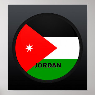 Qualität Jordaniens Roundel Flagge Poster