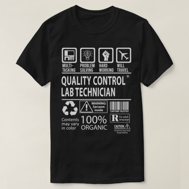 Qualität Kontrolle Labrador Techniker Multitasking T-Shirt (Design vorne)
