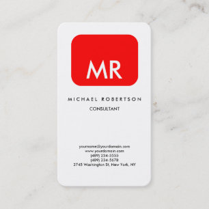 Qualität Rot Weiß Monogramm Elegant Einzigartig Visitenkarte