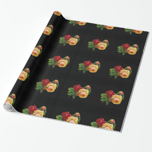 Qualität Vintage Rose - Geschenkpapier schwarz
