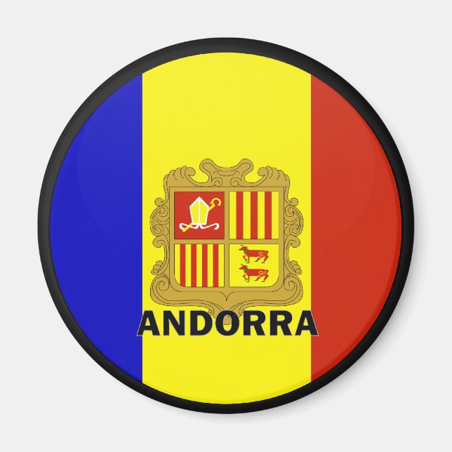 Qualitätsflagge Andorra Roundel Magnet (Vorne)