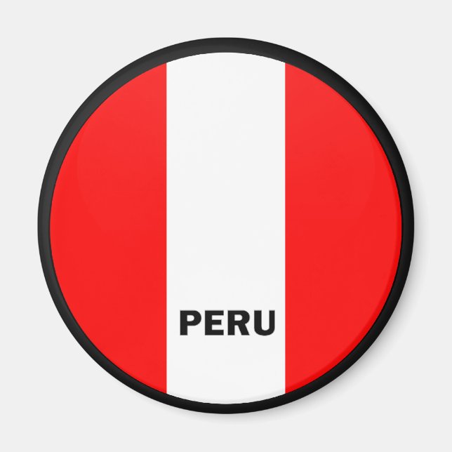 Qualitätsflagge für Peru Roundel Magnet (Vorne)