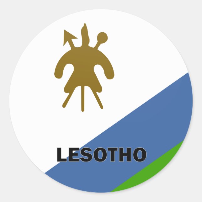 Qualitätsflagge Lesotho Roundel Runder Aufkleber (Vorderseite)