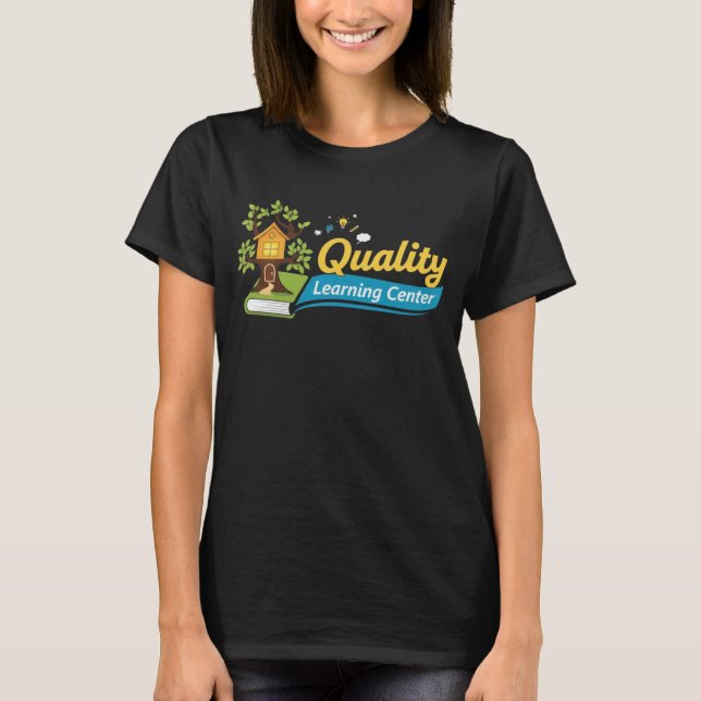 Qualitätslernzentrum Baumhaus & Buch Bildung T-Shirt (Vorderseite)