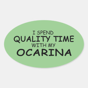 Qualitätszeit Ocarina Oval Aufkleber