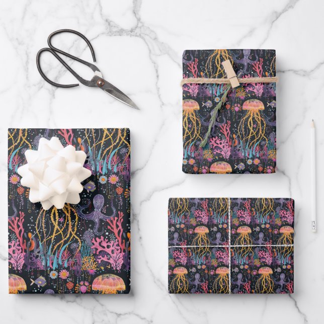 Qualle Geschenkpapier Set (Vorderseite)