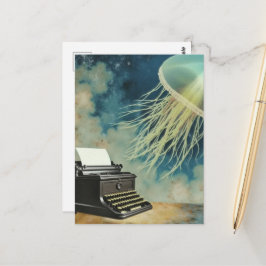 Qualle und eine Schreibmaschine Postkarte
