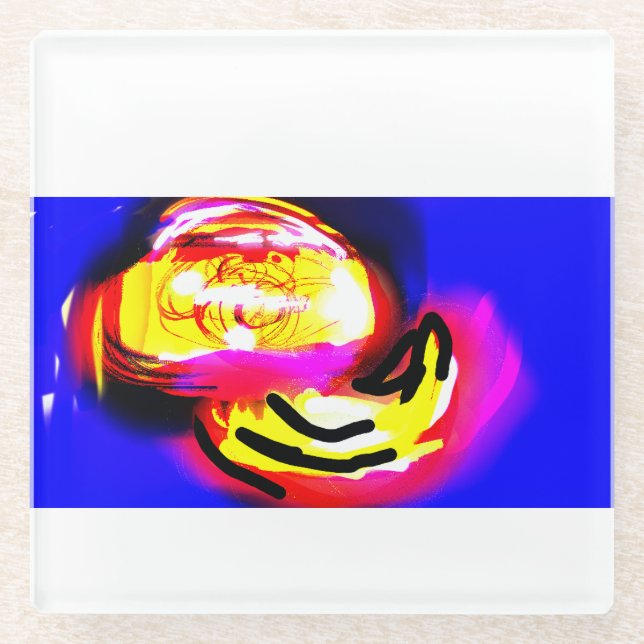 Qualle Welle  Glasuntersetzer (Vorderseite)